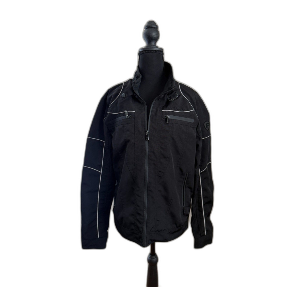 Men's Small Black Fried Moto Jacket with Reflective Stripes